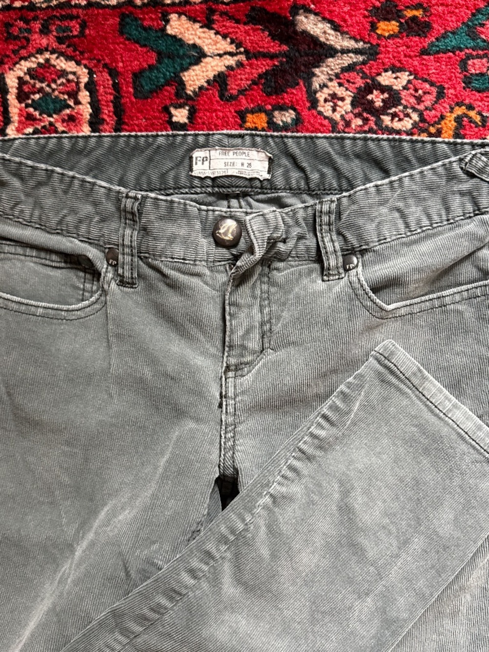 Free People Green Corduroy Pants Size 28